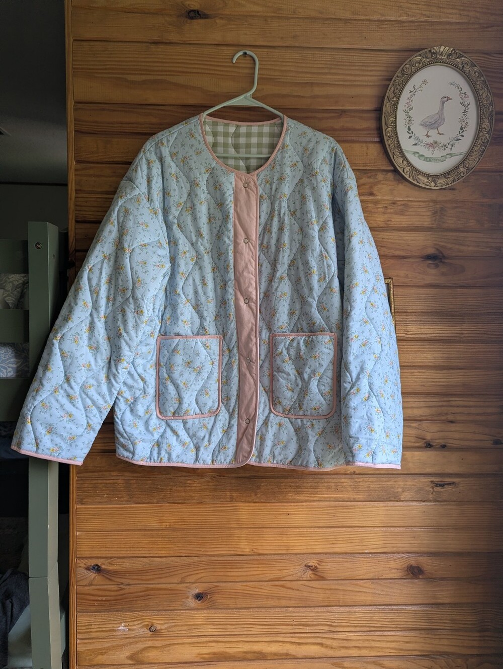 In Loom Reversible Floral & Gingham Quilted Cotton Jacket